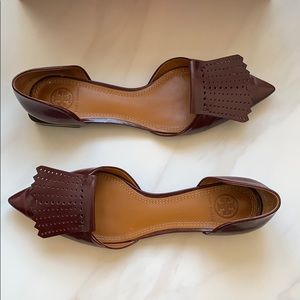Tory Burch Burgundy Patent Leather Pointy-toe Flat